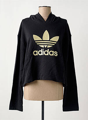 Sweat-shirt à capuche broderie manches longues noir ADIDAS femme