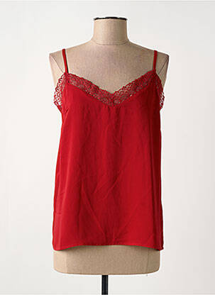 Top col v fines bretelles rouge GRACE & MILA femme