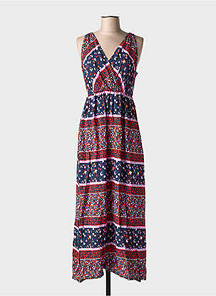 Robe longue imprimé fleurs sans manche bleu C'FLO femme