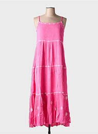 Robe longue manches bretelles ajustables fines bretelles rose LILI & LALA femme