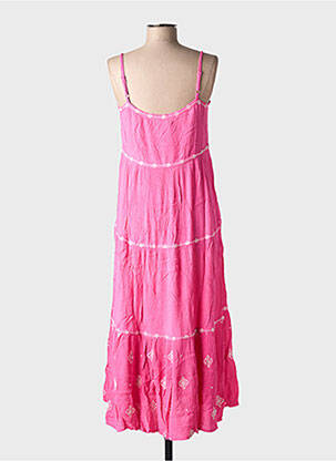 Robe longue coupe évasée fines bretelles rose LILI & LALA femme