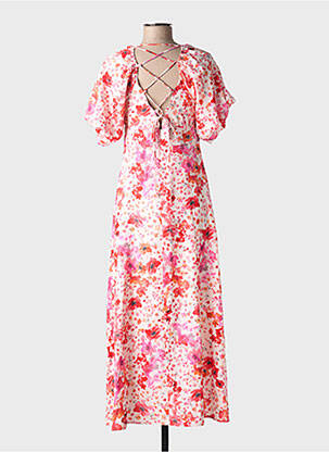 Robe longue imprimé fleurs manches courtes rouge ELLI WHITE femme