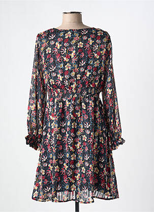 Robe courte imprimé fleurs manches longues noir LILI & LALA femme