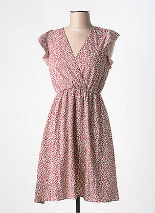 Robe courte manches courtes manches courtes orange BY ONE femme