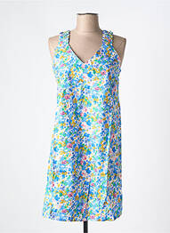 Robe courte col v fines bretelles bleu C'FLO femme