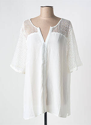 Tunique manches courtes tissage crêpe blanc NOOGAT BY AKOZ femme