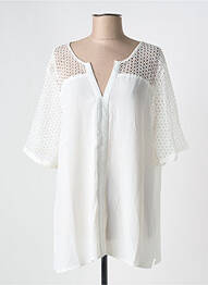 Tunique manches courtes légère et transparente blanc NOOGAT BY AKOZ femme