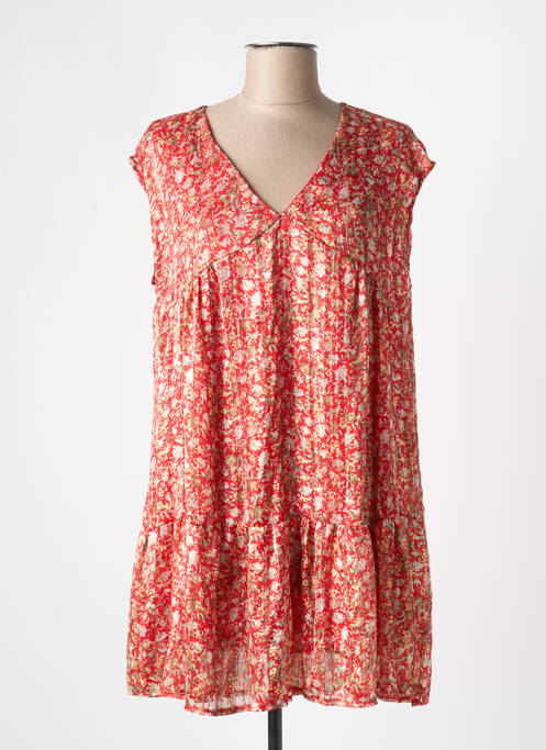 Tunique manches courtes tissage crêpe rouge C'FLO femme