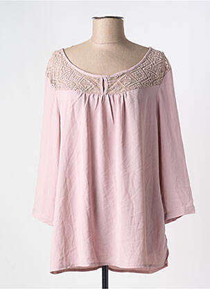 Blouse col rond manches 3/4 rose NOOGAT femme