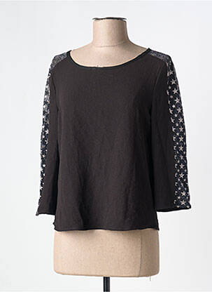Top col rond manches longues noir IT HIPPIE femme