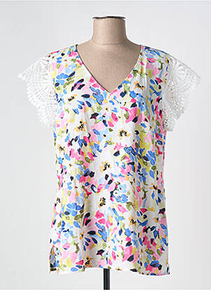 Top imprimé fantaisie manches courtes bleu NOUGAT femme