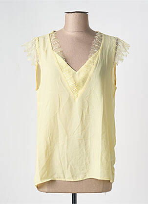 Top coupe fluide manches courtes jaune KILKY femme