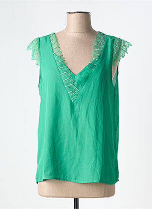 Top coupe fluide manches courtes vert KILKY femme