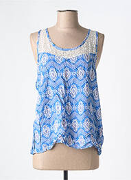 Top imprimé fantaisie sans manche bleu CERISE BLUE femme