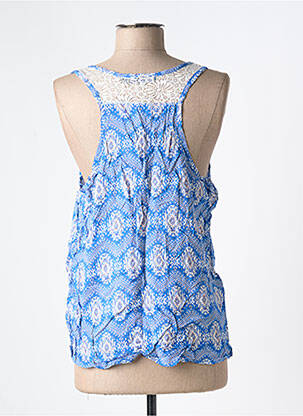 Top imprimé fantaisie sans manche bleu CERISE BLUE femme