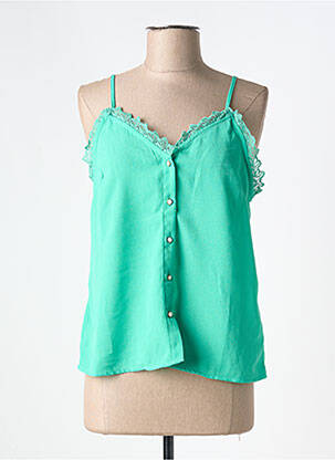 Top coupe fluide fines bretelles vert KILKY femme