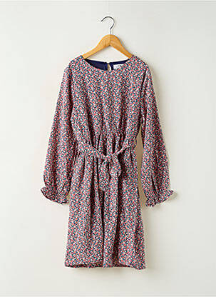 Robe mi-longue col rond manches longues rose PM MERE & FILLE fille