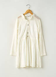 Robe mi-longue coupe évasée manches longues beige MINI MIGNON fille