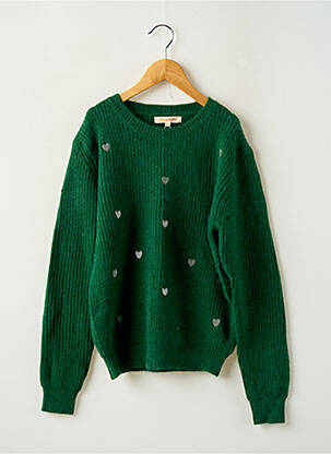 Pull resserrée sur le bas manches longues vert PM LOVING fille