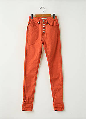 Pantalon slim fermeture zippée sous rabat boutonné orange NINA CARTER femme