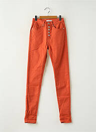 Pantalon slim fermeture zippée sous rabat boutonné orange NINA CARTER femme