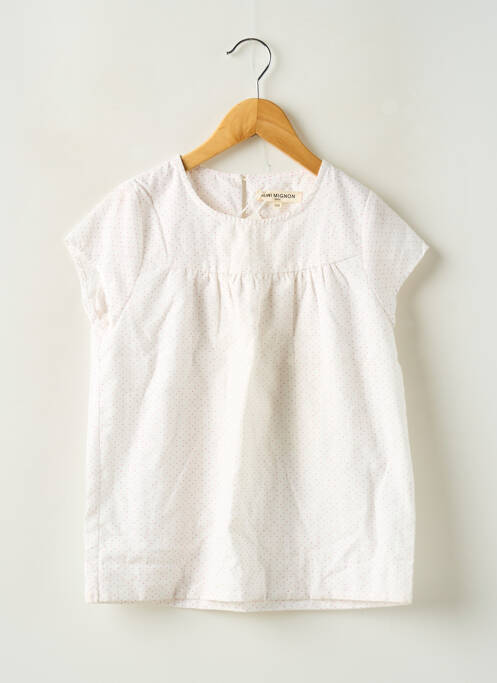 Top imprimé fantaisie manches courtes blanc MINI MIGNON fille