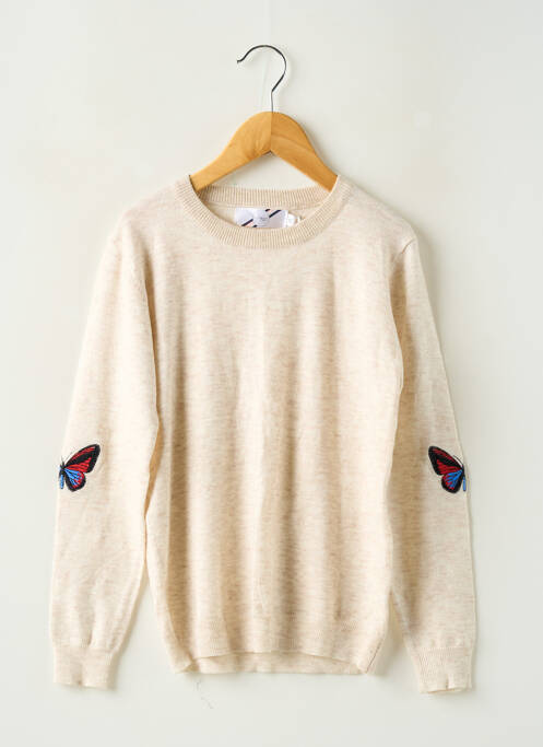Pull resserrée sur le bas manches longues beige CERISE & LAINE fille