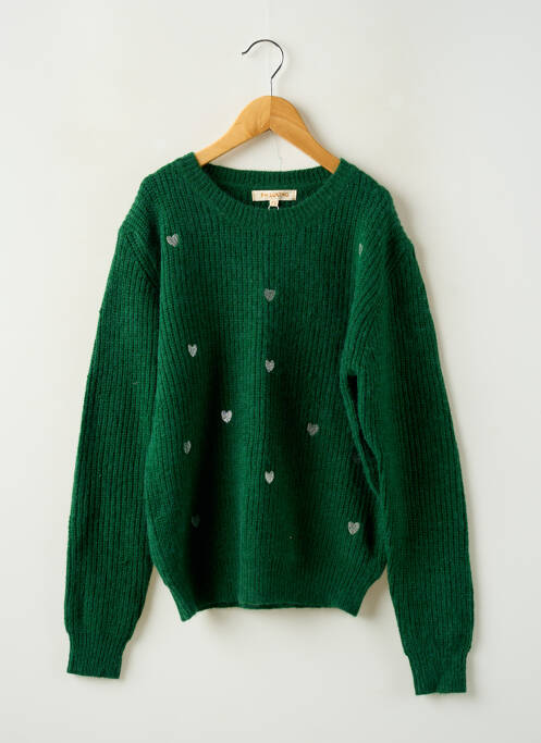 Pull resserrée sur le bas manches longues vert PM LOVING fille