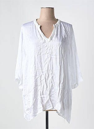 Tunique manches longues col v blanc DANNY femme