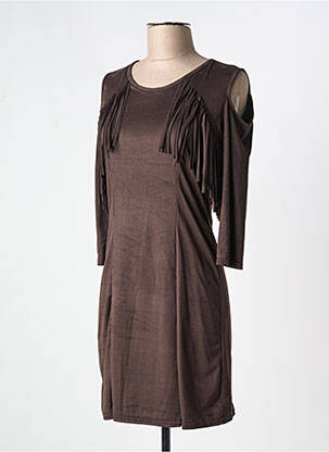 Robe courte manches 3/4 manches 3/4 marron ELL'A femme