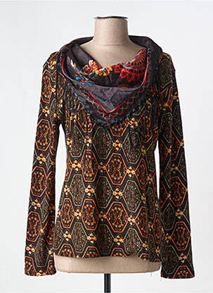 Pull coupe cintrée manches longues orange 101 IDEES femme
