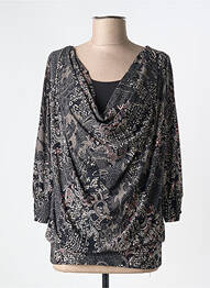 Top imprimé fantaisie manches 3/4 noir ELL'A femme