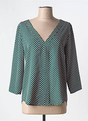 Blouse imprimé fantaisie manches 3/4 vert HIPPOCAMPE femme