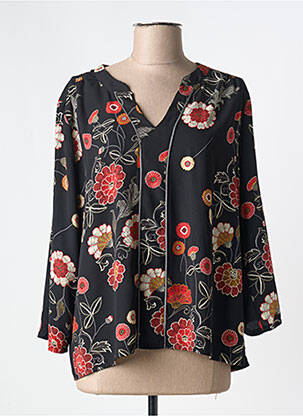 Blouse tissage popeline manches 3/4 noir ROMEO POUR JULIETTE femme