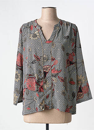 Blouse imprimé fleurs manches 3/4 noir ROMEO POUR JULIETTE femme