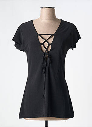 T-shirt col v manches courtes noir MARY COOL femme