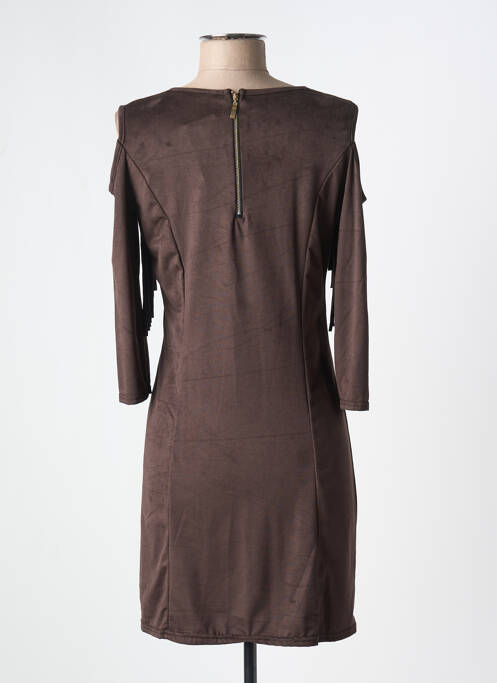 Robe courte manches 3/4 manches 3/4 marron ELL'A femme