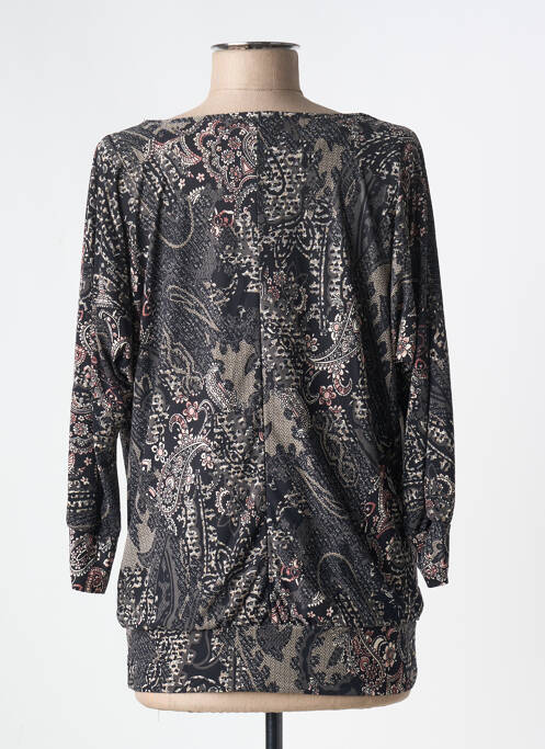Top imprimé fantaisie manches 3/4 noir ELL'A femme