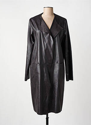 Manteau long coupe cintrée sans capuche noir PARISIENNE femme