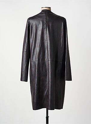 Manteau long coupe cintrée sans capuche noir PARISIENNE femme