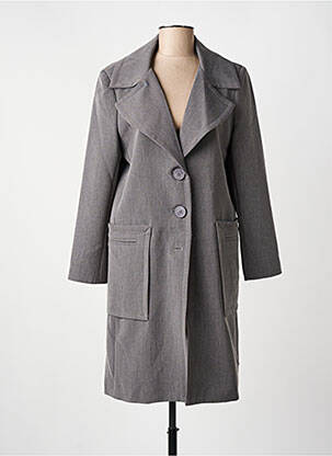 Manteau long coupe cintrée sans capuche gris HIPPOCAMPE femme