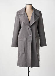 Manteau long coupe cintrée sans capuche gris HIPPOCAMPE femme