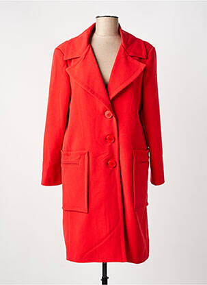 Manteau long coupe cintrée sans capuche rouge HIPPOCAMPE femme