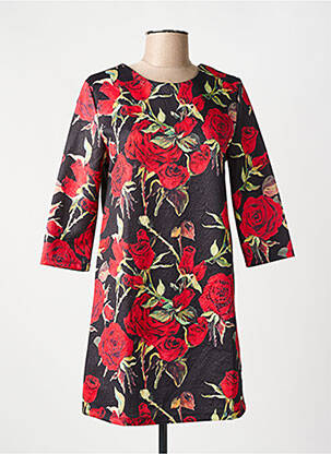 Robe courte manches 3/4 manches 3/4 noir JAUNE ROUGE femme