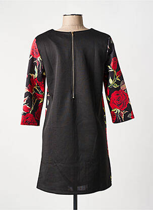 Robe courte manches 3/4 manches 3/4 noir JAUNE ROUGE femme