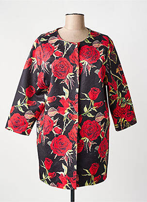 Manteau court coupe droite sans capuche noir JAUNE ROUGE femme