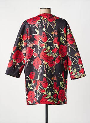 Manteau court coupe droite sans capuche noir JAUNE ROUGE femme