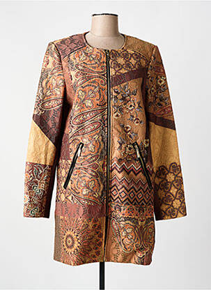 Manteau long coupe cintrée sans capuche marron 101 IDEES femme