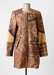 Manteau long coupe cintrée sans capuche marron 101 IDEES femme