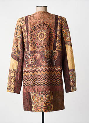 Manteau long coupe cintrée sans capuche marron 101 IDEES femme